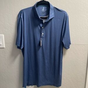 Johnnie-O Navy Patterned Polo Shirt